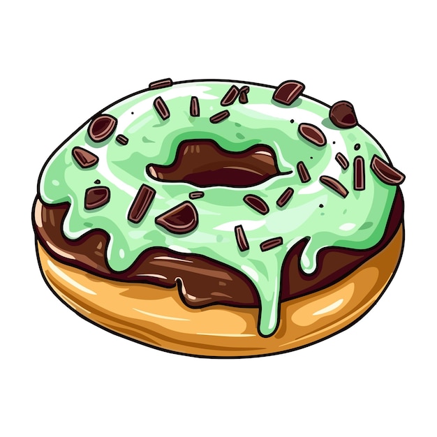 L'illustration du clip art du donut au chocolat à la menthe