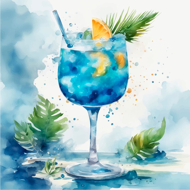 Vecteur illustration du cocktail du lagon bleu