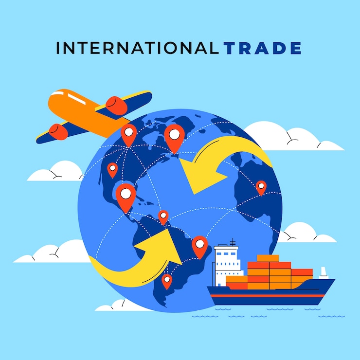 Vecteur illustration du commerce international à la conception plate