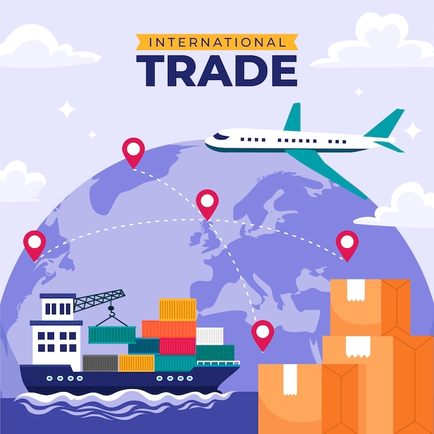 Illustration du commerce international dessinée à la main