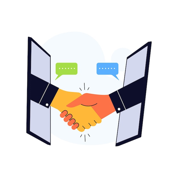 Illustration du concept d'accord virtuel et de partenariat en ligne