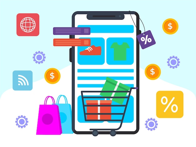 Illustration du concept d'achat numérique élégante et belle