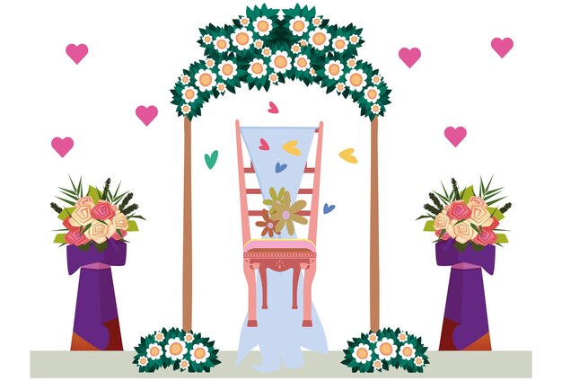Illustration du concept de la chaise de mariage élégante et belle