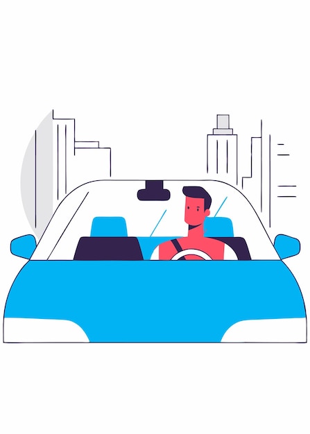 Illustration du concept de conducteur urbain sur fond blanc