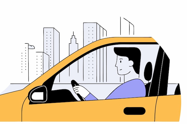 Illustration du concept de conducteur urbain sur fond blanc