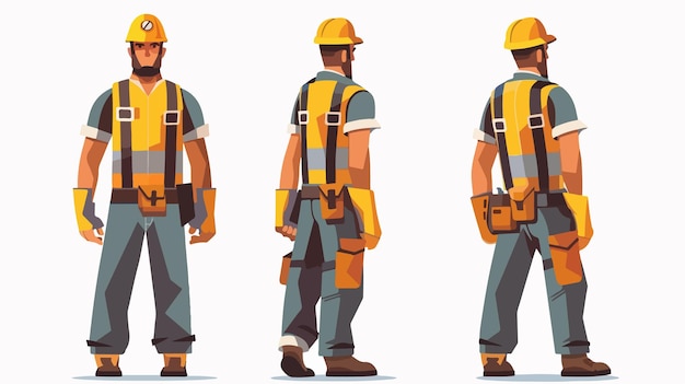 Vecteur illustration du concept de construction set d'un homme dans un uniforme de bâtisseur bâtisseur manuel