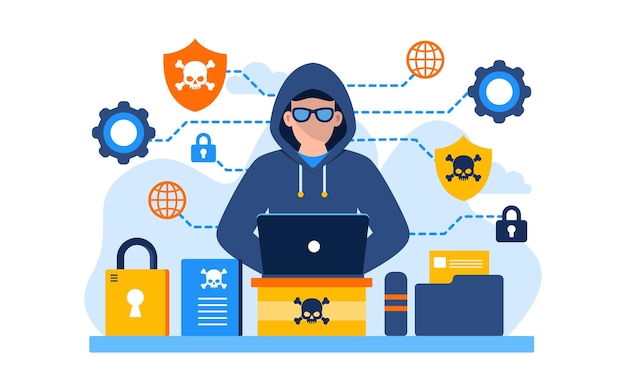 Illustration du concept de cybercriminalité à plat