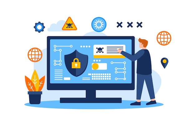 Illustration du concept de cybercriminalité à plat