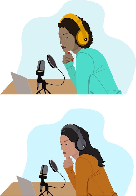 Illustration Du Concept De Podcast Webinaire Didacticiel De Formation En Ligne Concept De Podcast Jeune Femme Liste