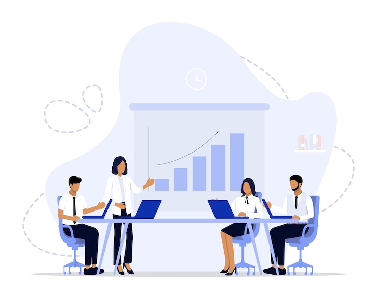 Vecteur illustration du concept de la réunion de pitch