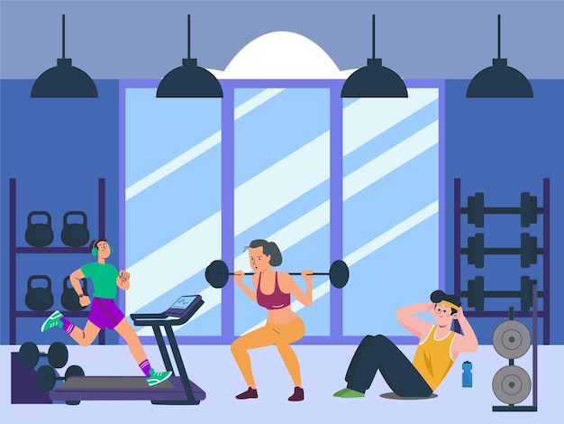 L'illustration du concept de la salle de sport élégante et belle