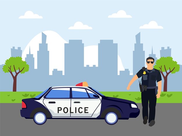 L'illustration du concept de voiture de police élégante et belle