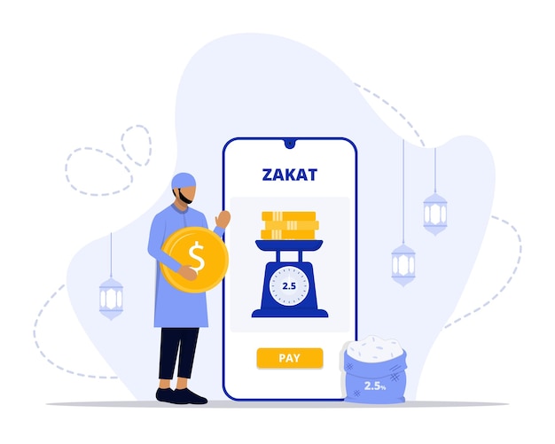 Vecteur illustration du concept de zakat en ligne