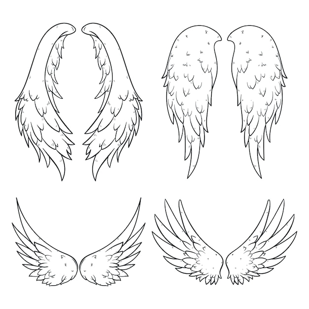 Illustration Du Contour Des Ailes D'un Ange Dessinée à La Main