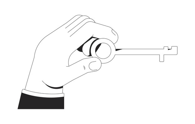 Illustration du contour de la clé de style vintage à la main