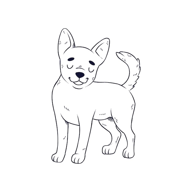 Illustration du contour du chien dessinée à la main