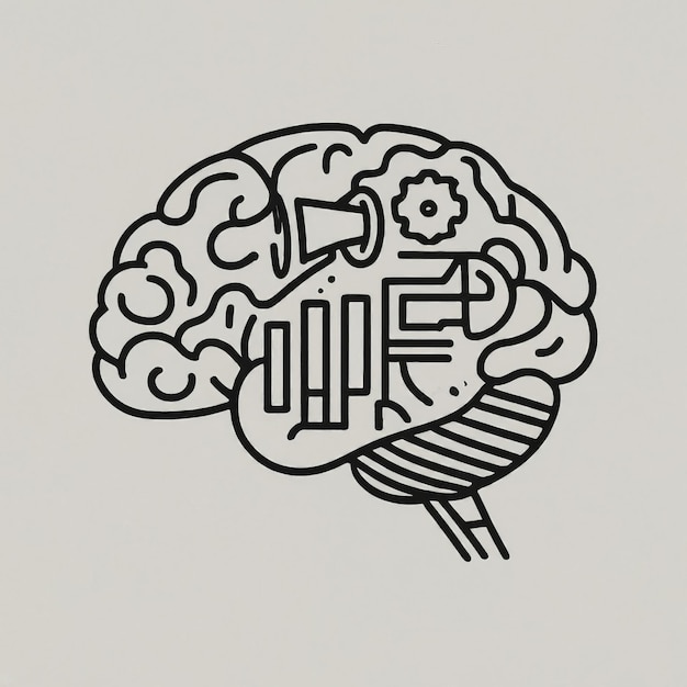 illustration du contour de l'icône vectorielle du cerveau humain