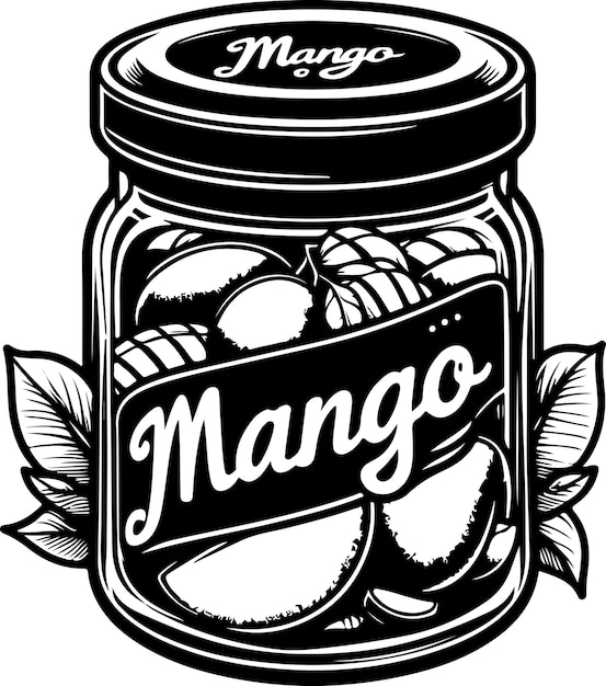 Illustration du contour noir du pot de confiture de mangue