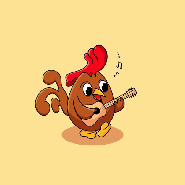 Vecteur illustration du coq jouant de la guitare