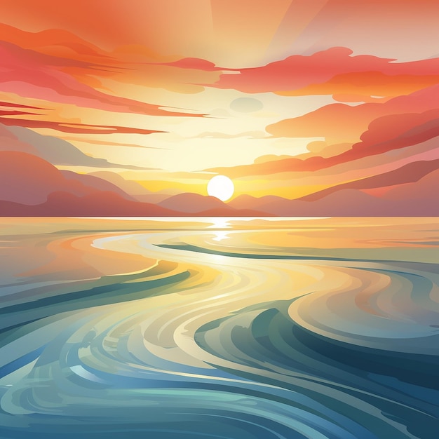 Illustration Du Coucher Du Soleil