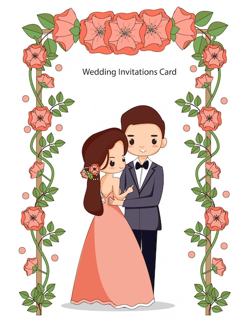 Illustration du couple de mariage mignon pour carte d&#39;invitations de mariage.