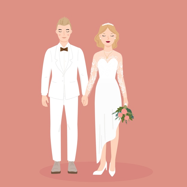 Illustration Du Couple Mariée Et Le Marié Pour Le Mariage