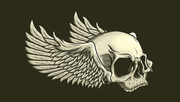 Illustration du crâne et des ailes détaillées