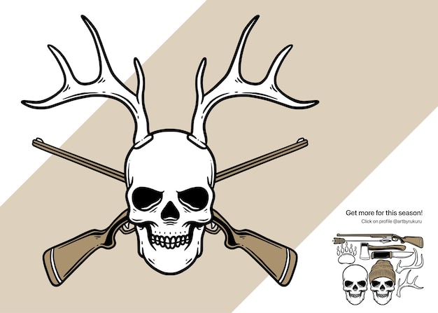 Vecteur l'illustration du crâne du chasseur mort