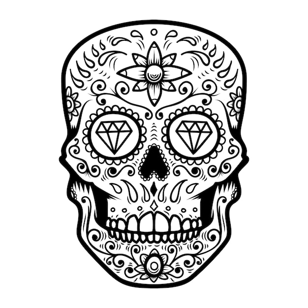 Illustration Du Crâne De Sucre Mexicain. Le Jour Des Morts. Dia De Los Muertos. élément De Design Pour Logo, étiquette, Emblème, Signe, Affiche, T-shirt.