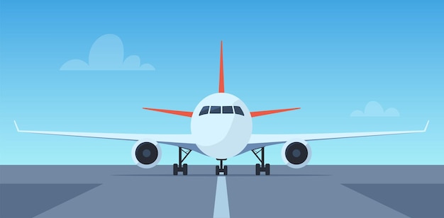 Illustration du décollage d'un avion de passagers sur la piste.