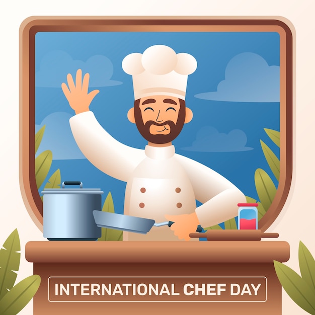 Vecteur illustration du dégradé de la journée internationale des chefs