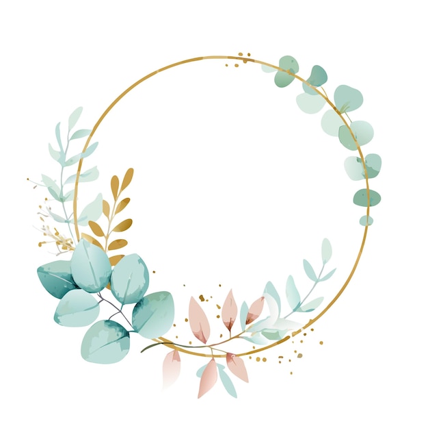 Illustration du design de la couronne florale du cercle doré