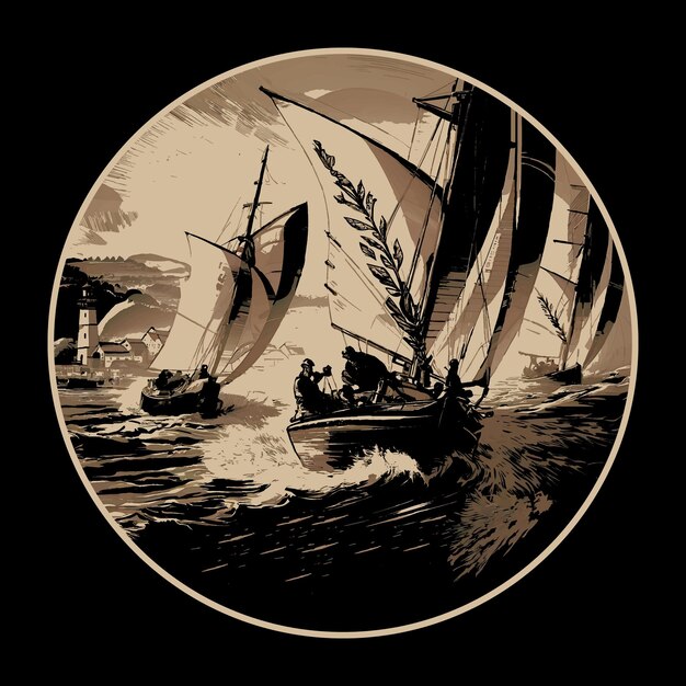 Vecteur illustration du design du t-shirt du bateau