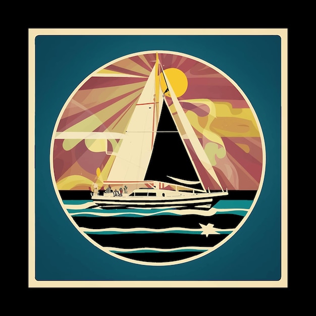 Vecteur illustration du design du t-shirt du bateau