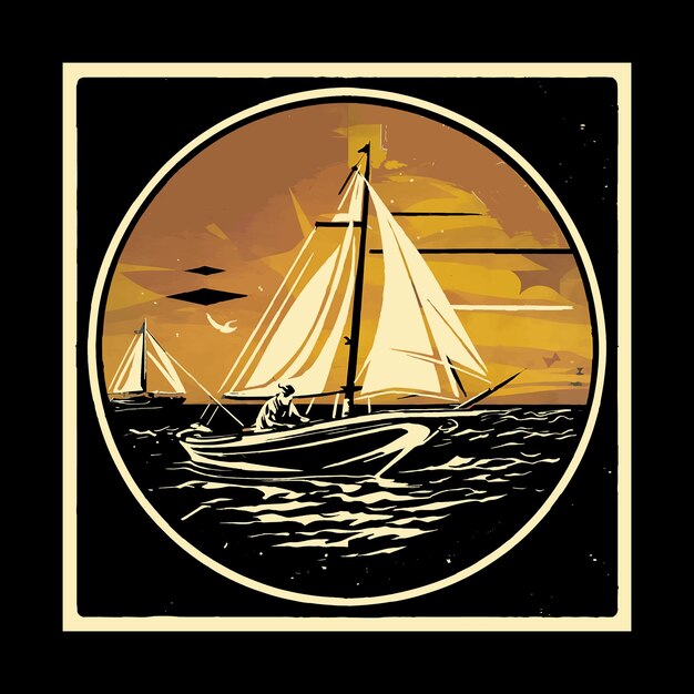 Vecteur illustration du design du t-shirt du bateau