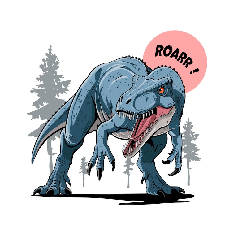 Vecteur l'illustration du dinosaure bleu qui hurle