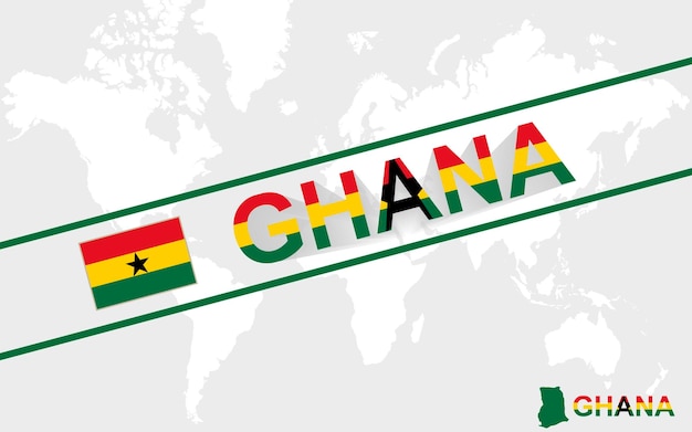 Illustration Du Drapeau Et Du Texte De La Carte Du Ghana