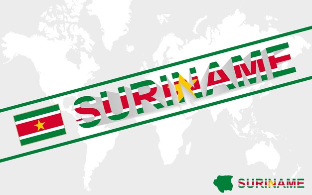 Illustration Du Drapeau Et Du Texte De La Carte Du Suriname