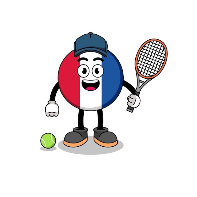 Illustration Du Drapeau De La France En Tant Que Personnage De Joueur De Tennis