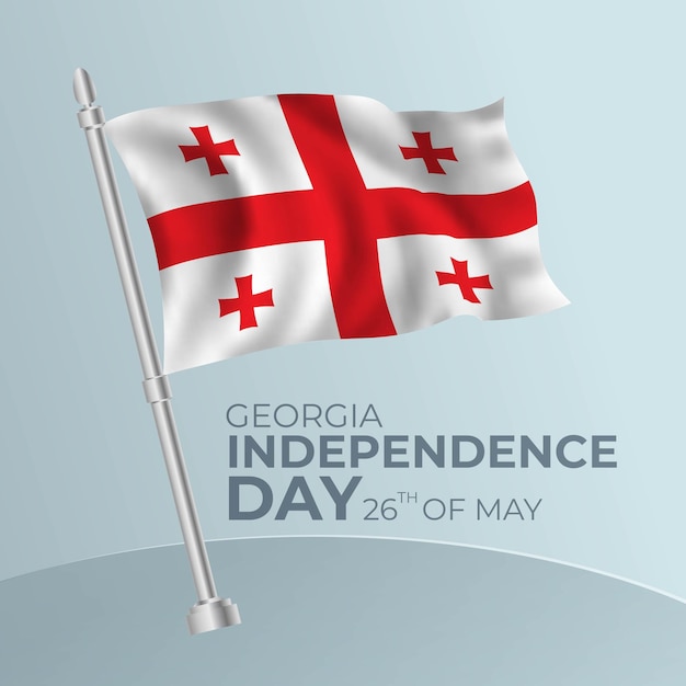 Illustration du drapeau de la Géorgie avec poteau Happy Georgia Independence Day Background Design