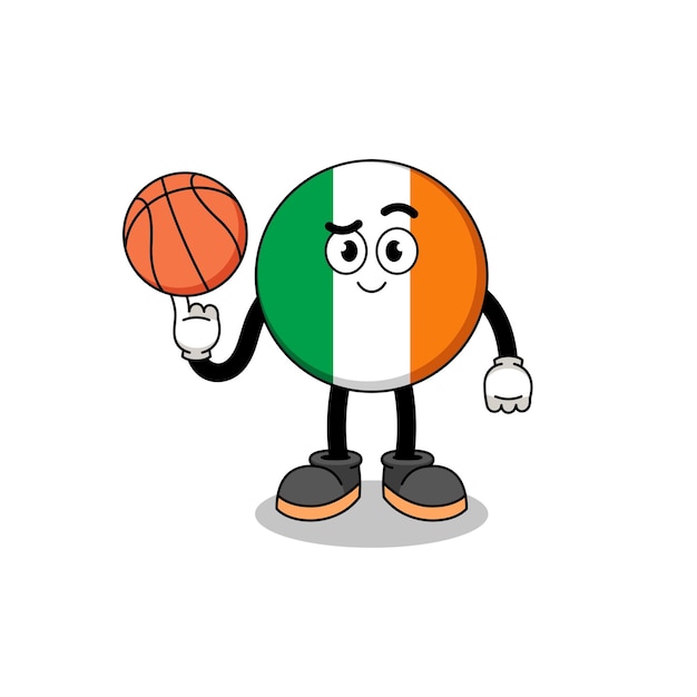 Illustration du drapeau irlandais en tant que personnage de joueur de basket-ball