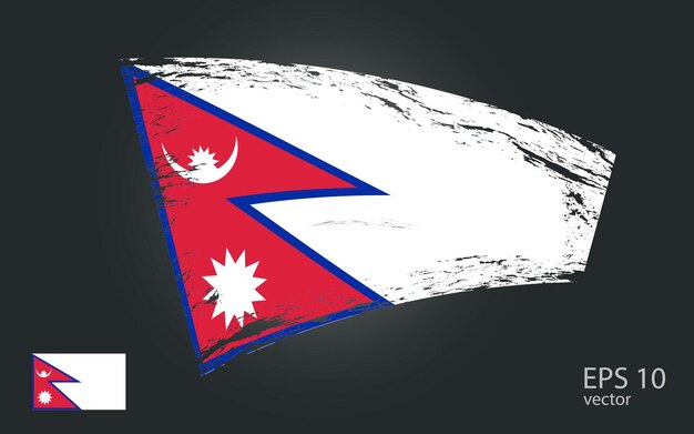 Illustration du drapeau vectoriel du Népal Vue de la traînée de traits de peinture à pinceau
