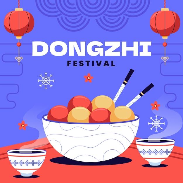 Illustration du festival dongzhi plat dessiné à la main