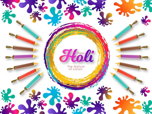 Vecteur illustration du festival holi avec une calligraphie complexe colorée