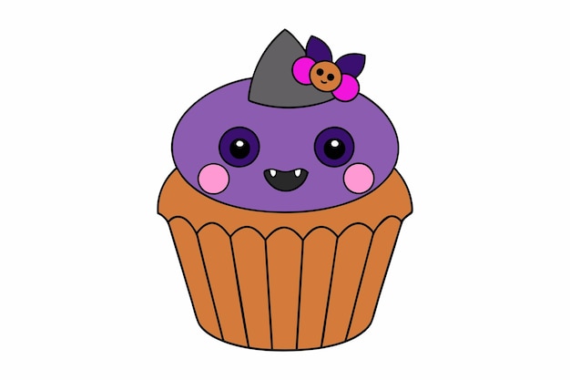L'illustration du gâteau d'Halloween de Kawaii est mignonne et effrayante