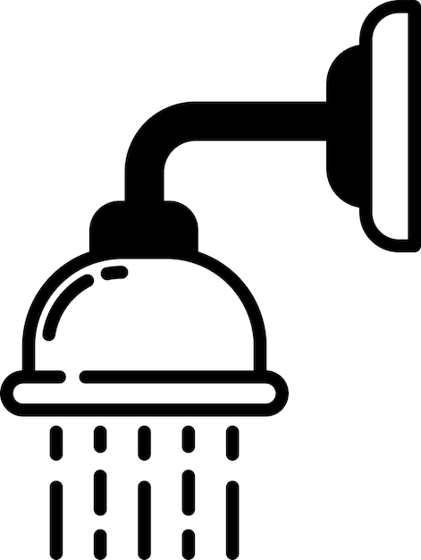 Illustration du glyphe de douche et du vecteur de ligne