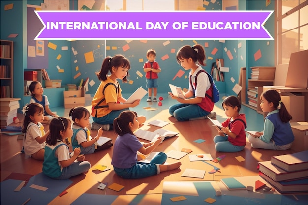 Vecteur illustration du gradient vectoriel de la journée internationale de l'éducation