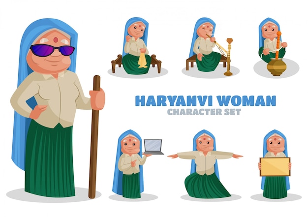 Illustration Du Jeu De Caractères De Femme Haryanvi