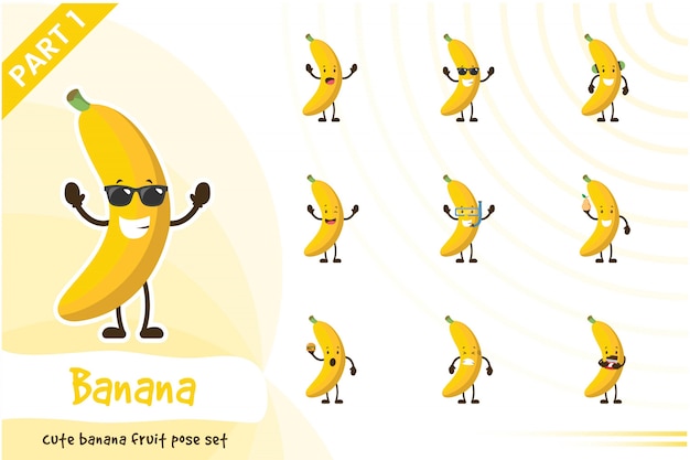 Illustration du jeu de fruits à la banane mignon