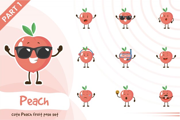 Illustration Du Jeu De Fruits De Pêche Mignon